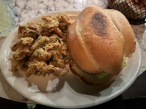 Ham & jalapeño torta (lots of bread)  at Casa Del Vegano in Dallas