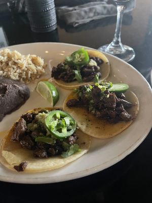 Garlic Carne Asada Tacos  at Casa Del Vegano in Dallas
