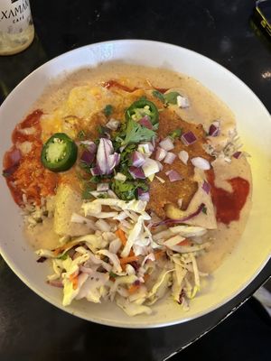 Birria enchiladas with jackfruit - so good! 🤤  at Casa Del Vegano in Dallas
