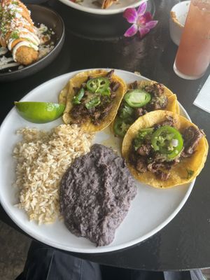 Garlic Carne asada Tacos  at Casa Del Vegano in Dallas