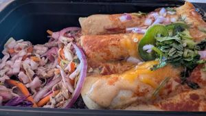 Jackfruit enchiladas at Casa Del Vegano in Dallas