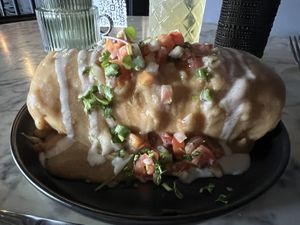 Taco Tuesday chicken chimichanga  at Casa Del Vegano in Dallas