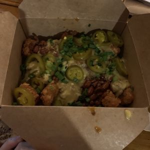 Vegan chili cheeze tots  at Goldies  in Gainesville