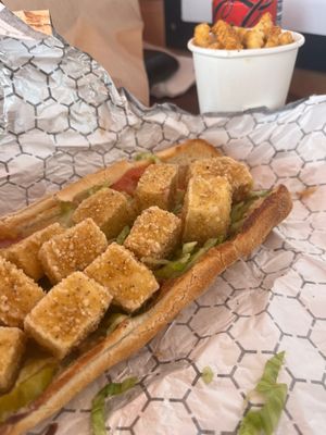 Closer image of vegan po-boy at Goldies  in Gainesville
