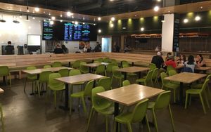 Dining area and ordering line at Burger Burger in Bloomington