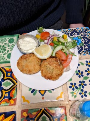 Faux fish cakes at Olive Grove Bistro in Worksop