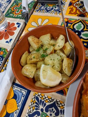 Garlic potatoes at Olive Grove Bistro in Worksop