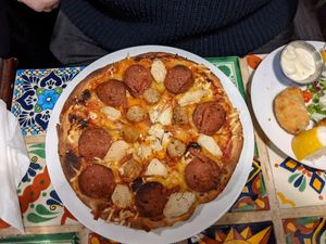 Vegan 'meat feast' pizza at Olive Grove Bistro in Worksop