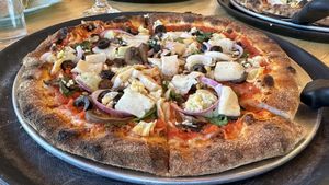 Vegan pizza  at Mancos Brewing Company in Mancos