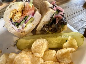 Left: Fried artichoke po boy; Right: Mushroom bahn mi  at Brewbakers Cafe in Keene