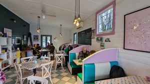 Indoor seats at The Wayzgoose Diner in Leura