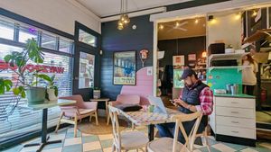 Indoor seats at The Wayzgoose Diner in Leura