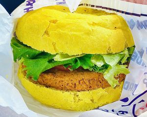 The Classic Chickpea Burger (all natural ingredients)  at Flower Burger in Los Angeles