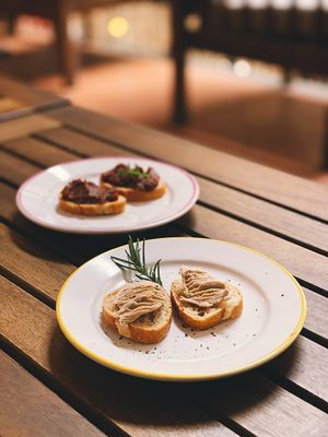 Tastets de faux-gras i sobrassada* amb agave at El Dinàmic de BCN in Barcelona