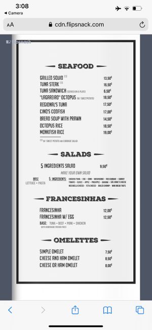 Menu at Caffe 5 in Pico