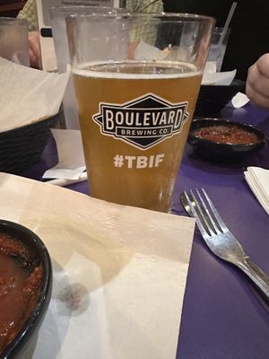 The only local on tap is a boulevard unfiltered wheat    at Salty Iguana in Olathe