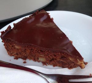 Vegan chocolate-pear cake at Red in Heidelberg