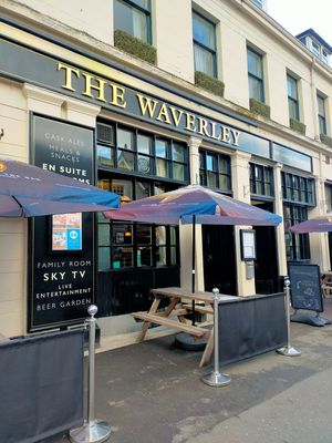 Outdoor seating (more round back) at The Waverley in Callander