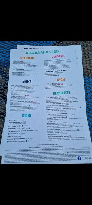 Vegi and Vegan menue at The Waverley in Callander