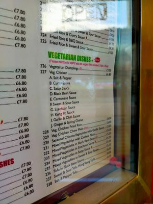 Vegetarian/vegan options at Chinese Village Restaurant in Callander