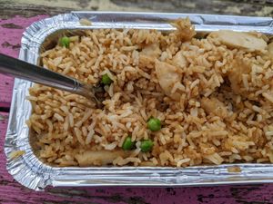 Vegan chicken fried rice at Chinese Village Restaurant in Callander