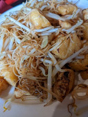 Veggie chow mein with tofu at Chinese Village Restaurant in Callander