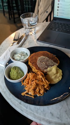 Corn fritters at Bricks & Mortar in Berlin