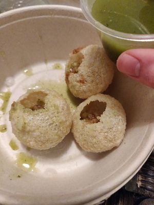 Gol gappa also called pani puri. Tasty! at Chat Junction in Berlin