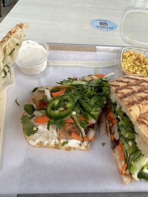 Inside of the banh mi  at Mendocino Farms in Addison