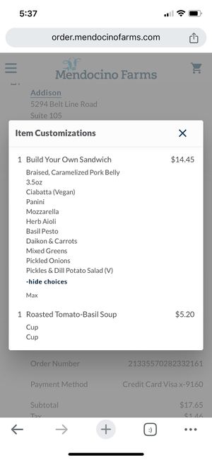 1st photo at Mendocino Farms in Addison