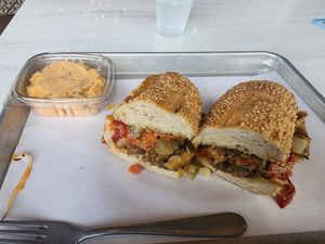 Philly Shroomsteak with spicy dijon potato salad - all plants! at Mendocino Farms in Addison