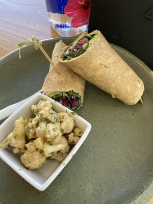 Rainbow wrap (was missing carrots 🤷‍♀️) a lot smaller than I expected   at The Green Pineapple in Key West