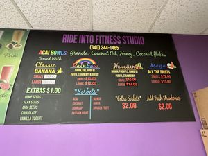 Açaí menu  at Ride into Fitness Studio in St Croix