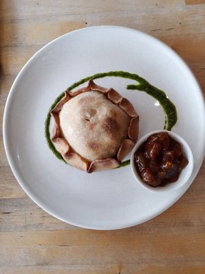 Mushroom and lentil pie with relish at The Green Room On High Street in Willunga