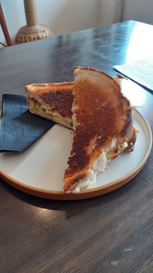 Pesto "mozzerella" toastie at Barleys in Hull