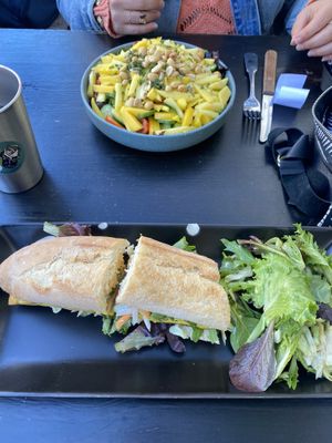 Bahn mi sandwich and mango salad  at The Blue Owl in Santa Barbara