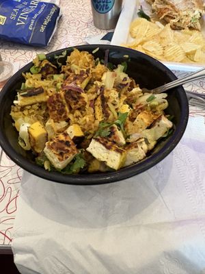 small vegan fried rice bowl with tofu!  at The Blue Owl in Santa Barbara
