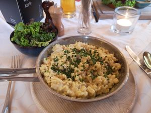 Vegane "Käsespätzle". Ordentliche Portion! at Hotel Gasthof Brüggler in Radstadt