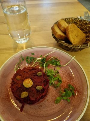 Tatar with beetroot inside - was nice at Chutnej in Prague