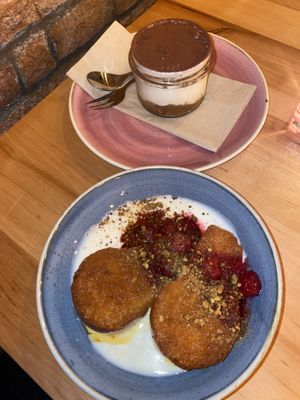 Tiramisu and a berry dessert I can’t remember the name for - it was delicious  at Chutnej in Prague