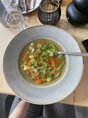 Vegetable broth  at Chutnej in Prague