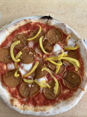 Salami pizza  at Chutnej in Prague