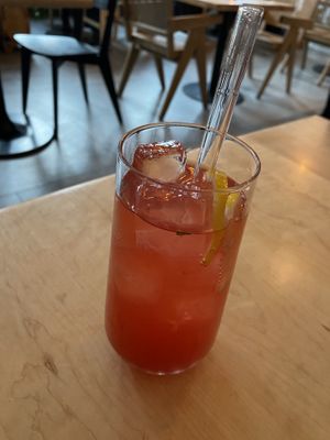 Raspberry lemonade, loved drinking from the glass straw!   at Chutnej in Prague