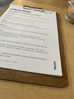 The set daily menu. You don’t have to order from this or you can mix and match.   at Chutnej in Prague