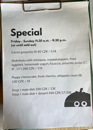 Menu  at Chutnej in Prague