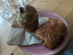 Left: matcha and blackberry. Right: chocolate at Chutnej in Prague