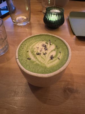 Lavender matcha latte  at Chutnej in Prague