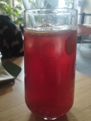 Homemade plum lemonade at Chutnej in Prague