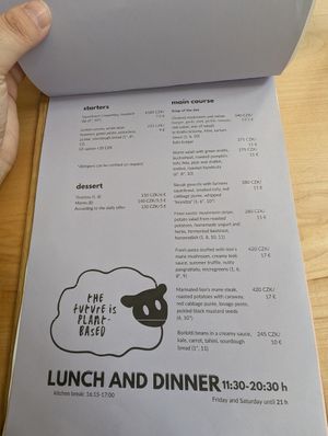 Menu at Chutnej in Prague