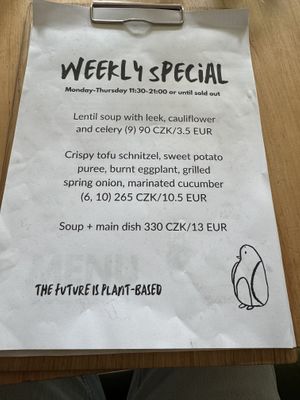 Weekly menu specials   at Chutnej in Prague